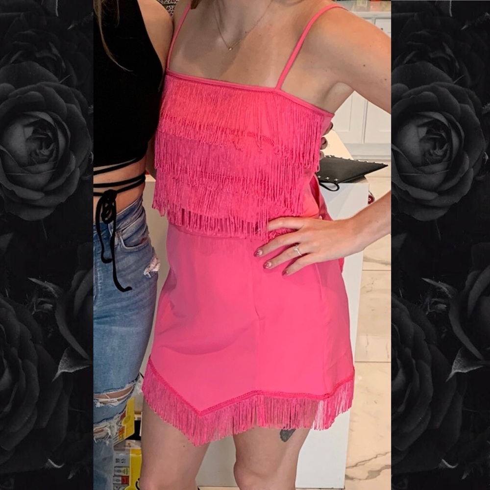 Altar'd State Pink Fringe Skirt Set